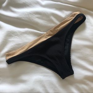 Black nude ribbed bikini bottoms
